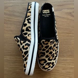 NWOT Kate Spade x Keds faux fur slip on shoes